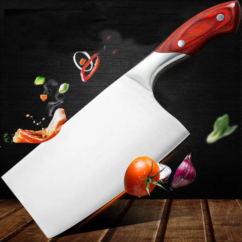 Chinese Kitchen Knife 4Cr13 High Carbon Cleaver Durable Chef Slicing Chopping Knife Ultra Sharp Blade Color Wood Handle Knives