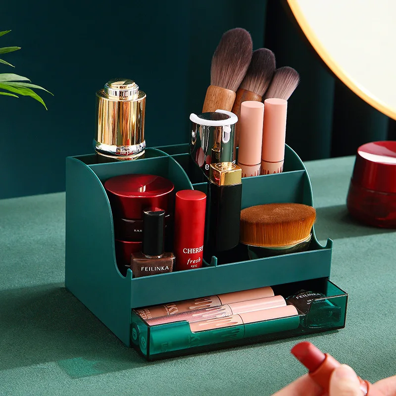 

Makeup Organizer with Drawers Cosmetic Brushes Holder Multifunctional Cosmetic Storage Box for Desktop Office Bathroom Bedroom