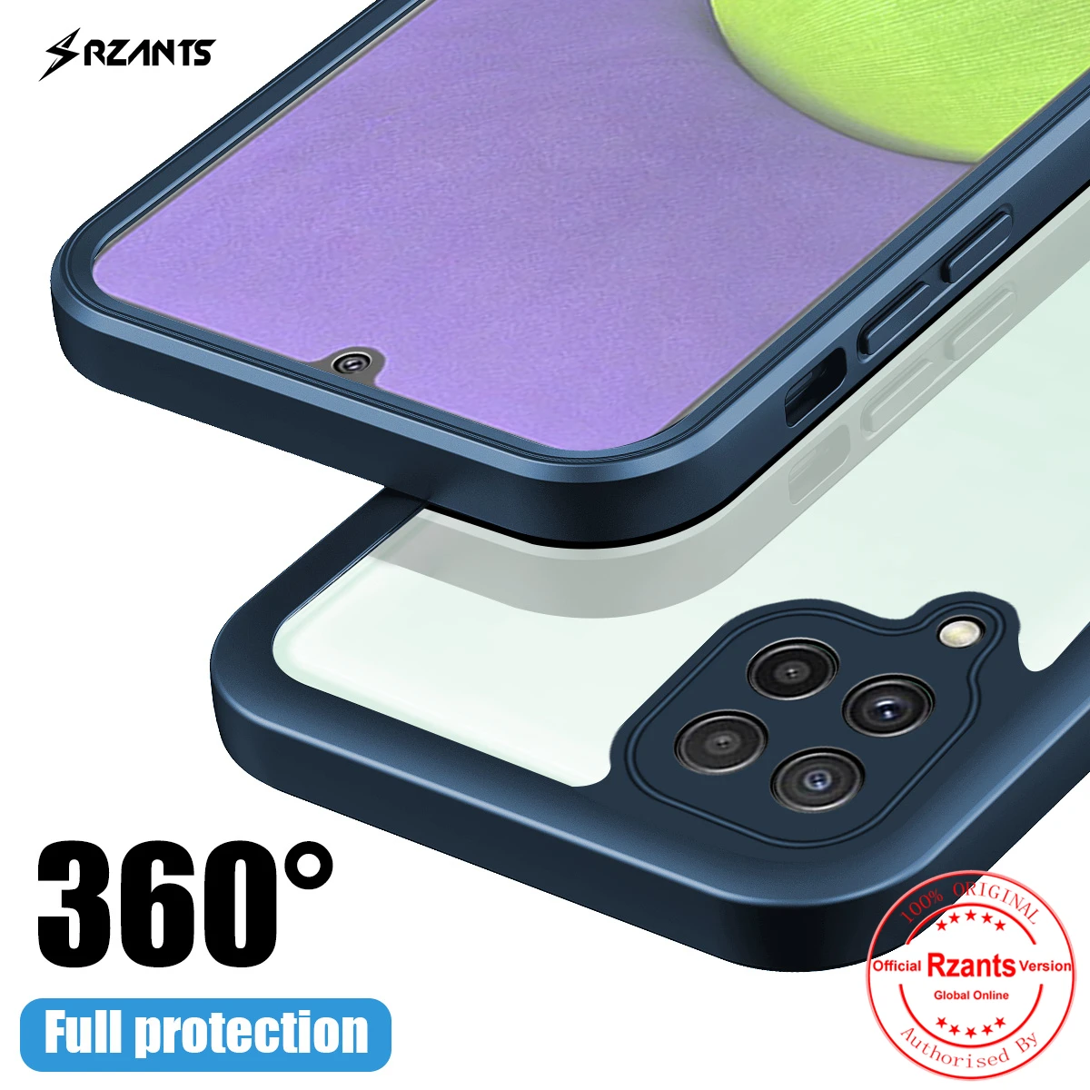 rzants for samsung galaxy a22 m32 4g 5g case 360 full body bettle clear cover without built in screen protector shocproof casing free global shipping