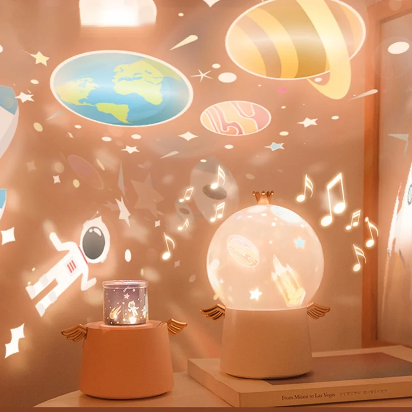 

Starry Sky Projector Night Light Music Box Angle LED Lamp Chargeable Rotate Universe Ocaen Colorful Flashing Star Kids Baby Gift