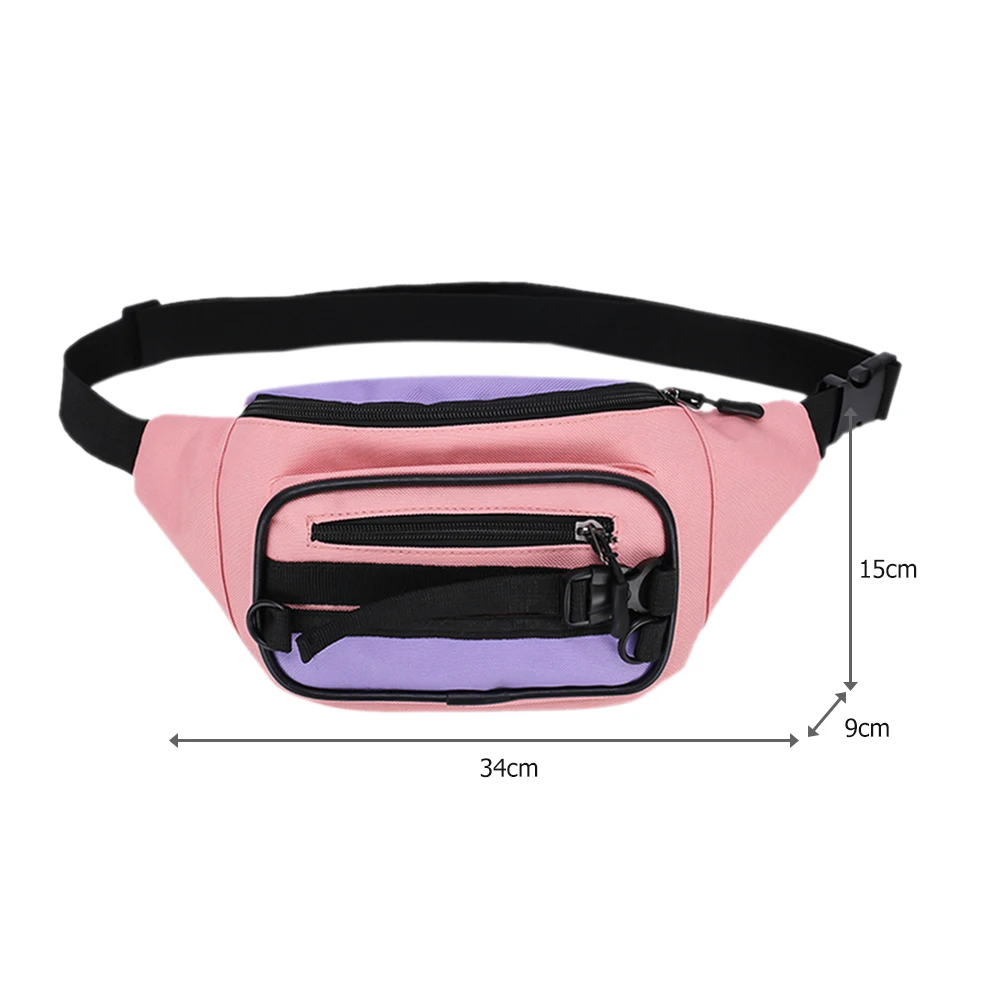 

Canvas Waist Bag Women Hit Color Zipper Fanny Pack Sport Street Chest Belt Pouch Vintage Chest Bags for Women Birthday Gifts