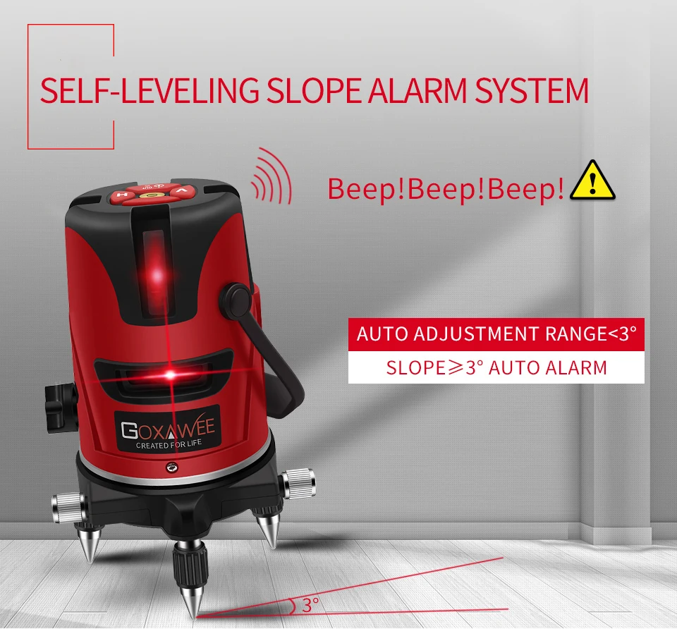 GOXAWEE лазерный уровень 360 градусов Горизонтальные и вертикальные измерительные