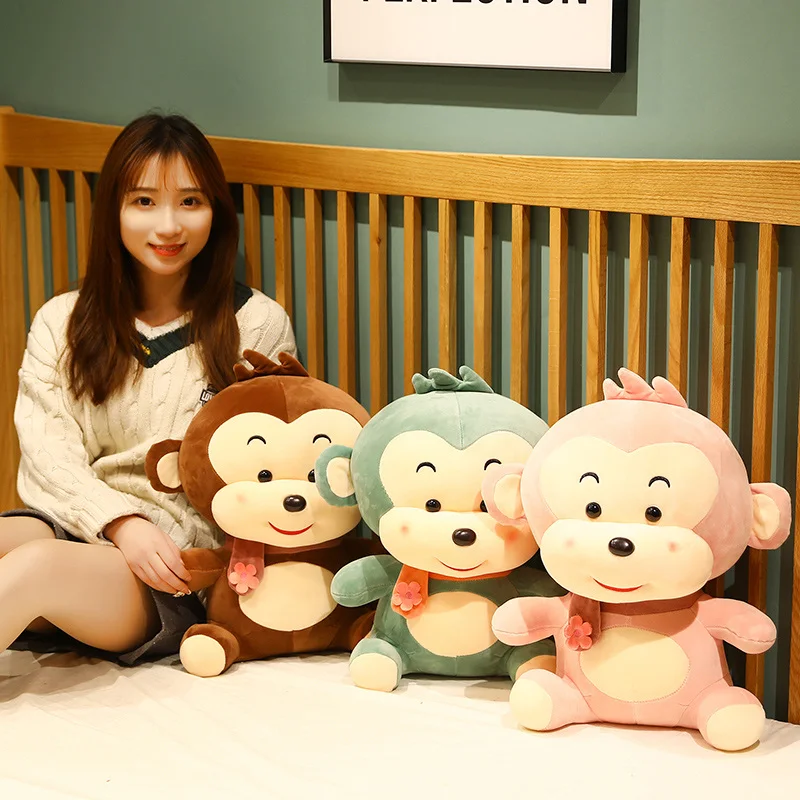 

1pc 23-50cm Lovely Monkey Plush Toys Kawaii Hugging Dolls Stuffed Soft Animal Monkey with Scarf Home Decor Gift for Children