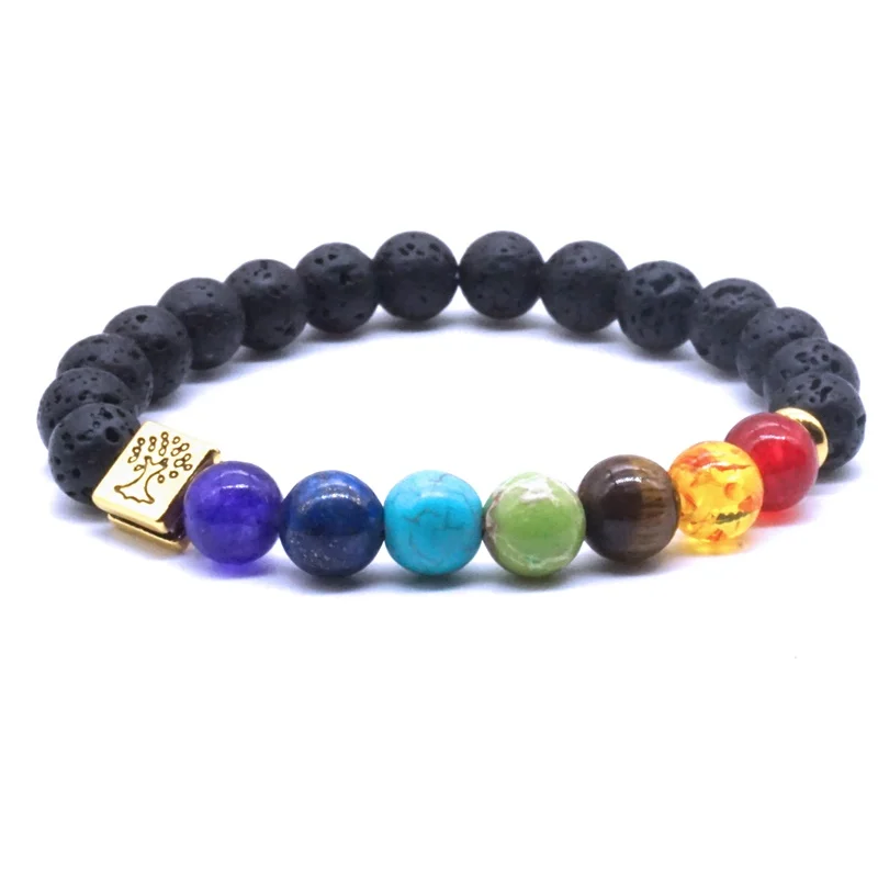 8 мм Лава камень квадратное Древо Жизни 7 Чакра исцеляющий баланс бусины рейки