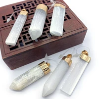 ladies natural stone physiotherapy crystal necklace pointed rectangular transparent rock quartz necklace earring pendant