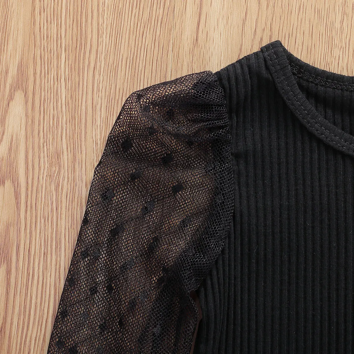 Женский летний модный комплект одежды для маленьких девочек кружевная футболка