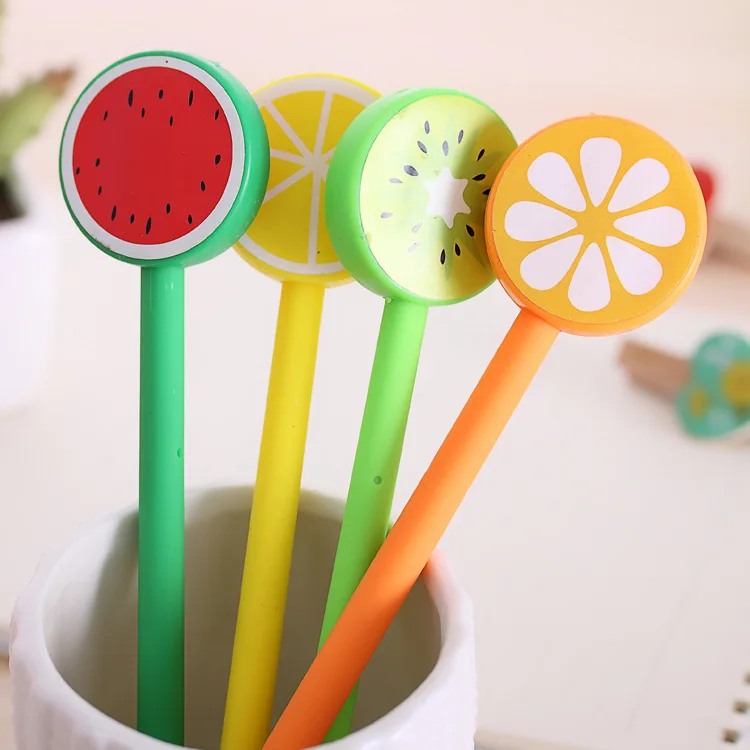 С героями мультфильмов фруктовая гелевая ручка Симпатичные оранжевого цвета с