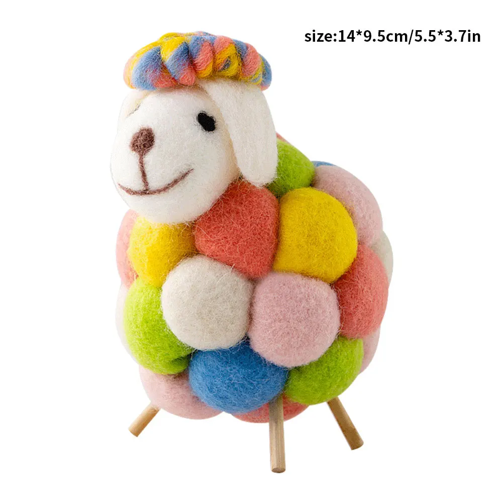 

Figurines Toys Sheep Ornaments Home Decor Figurine Cute Wooden Wool Felt Model For Home Table Room Christmas Table Decoration