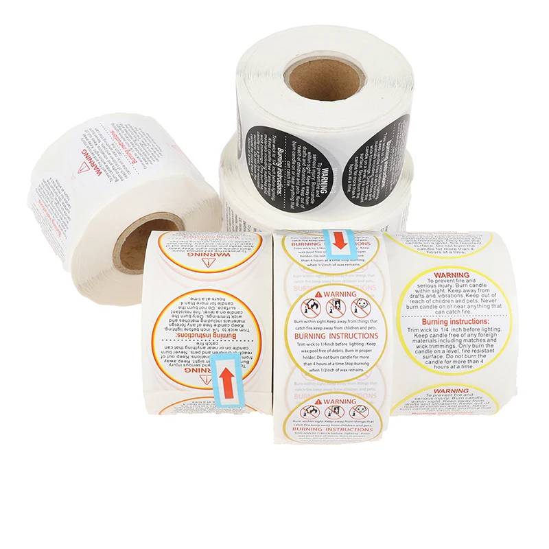 

500pcs/roll Candle Warning Label Candle Jar Container Stickers Waterproof Wax Melting Safety Label Vow Sticker Label 3.8cm
