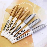 1pcs gold silver diy metallic permanent paint marker pens for drawing students supplies waterproof marker craftwork pen