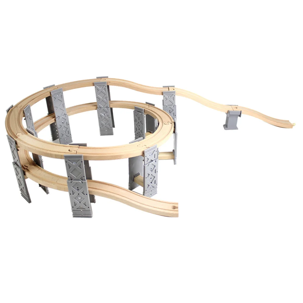 

Wood DIY Assembly Train Spiral Tracks Railroads Set Accessory 36x36x15cm