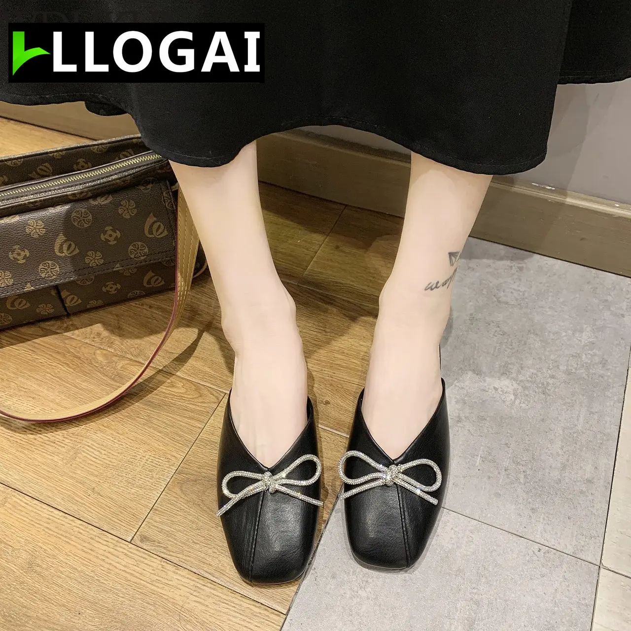 

Туфли женские LLOGAI, классические, из твида, двух цветов, с бантом