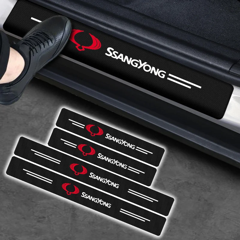 Карбон волокно защита порога автомобильной двери Стикеры для SsangYong Actyon по