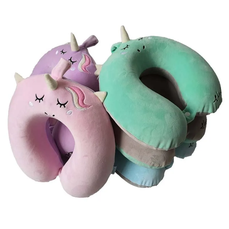 

Cute Cartoon U Shaped Travel Pillow Car Air Flight Inflatable Pillows Neck Support Headrest Cushion Soft Memory Foam Pillow