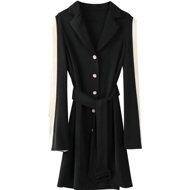 

2021 Spring Fashion Casual Black High Waist Slim Long Sleeve Waistband Suit blazer Skirt women