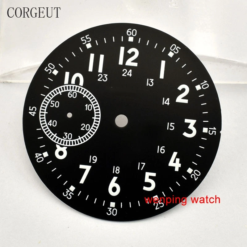 Corgeut 38,9 мм зеленый светящийся черный циферблат подходит для ETA 6497, st3600 механическое устройство с ручным заводом P713 - Цвет: without logo