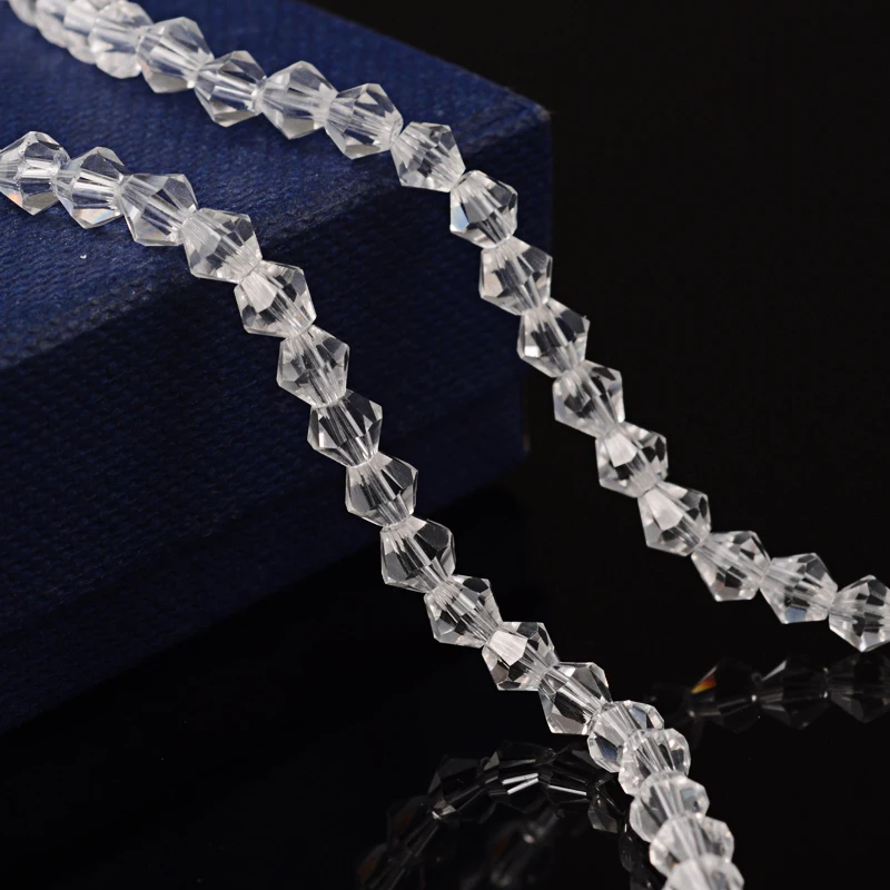 

20 Strand 4mm Half-Handmade Transparent Glass Beads Strands Faceted Clear Bicone Loose Spacer Mini Beads for Jewelry Making DIY