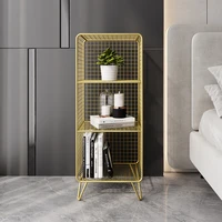 european light luxury gold bedside table small wind storage cabinet bedroom household simple bookcase storage shelf storage
