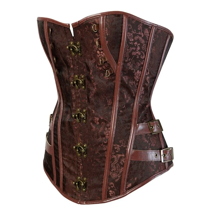 

Women Steampunk Gothic Sexy Jacquard Buckle Overbust Corset Bustier Clubwear Body Shaper Vintage Floral Corset Lingerie Top