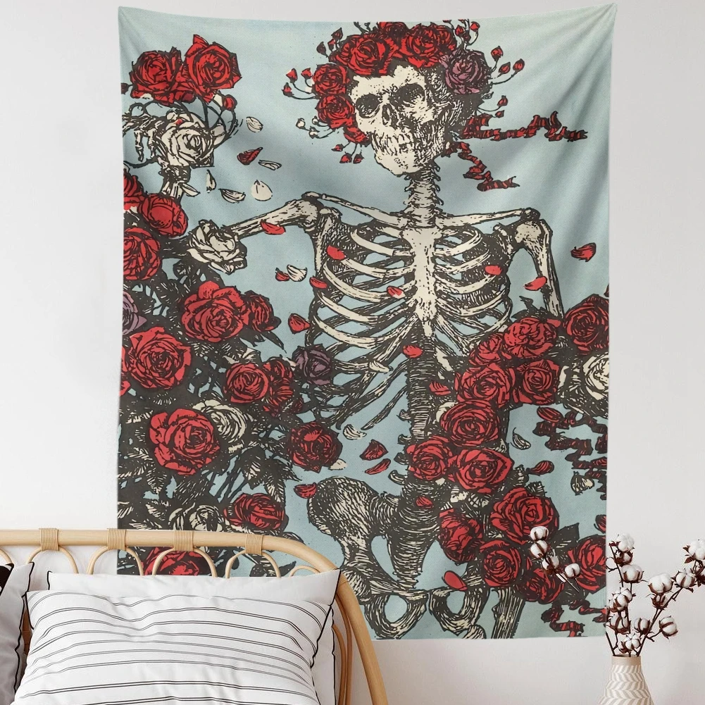 Настенный гобелен в виде черепа розы украшение для спальни гостиной | Дом и сад