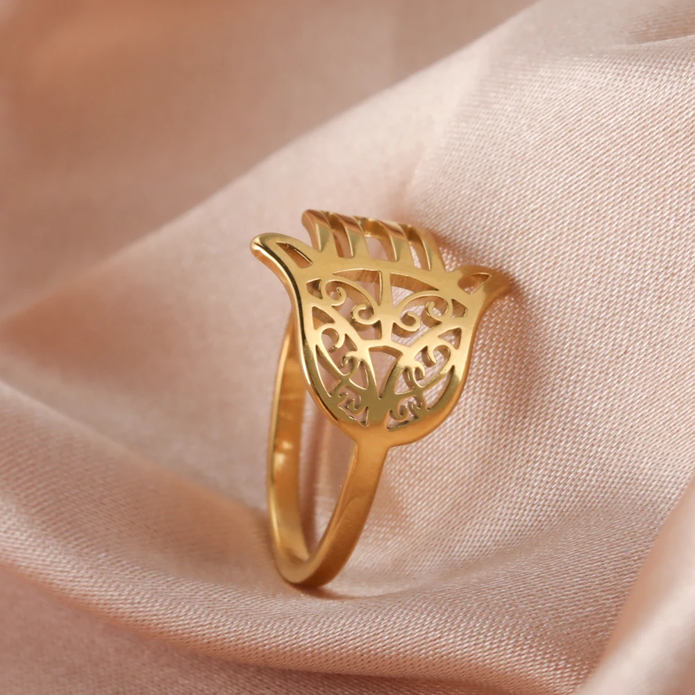 LIKGREAT ручные кольца Hamsa Fatima из нержавеющей стали женское Винтажное кольцо