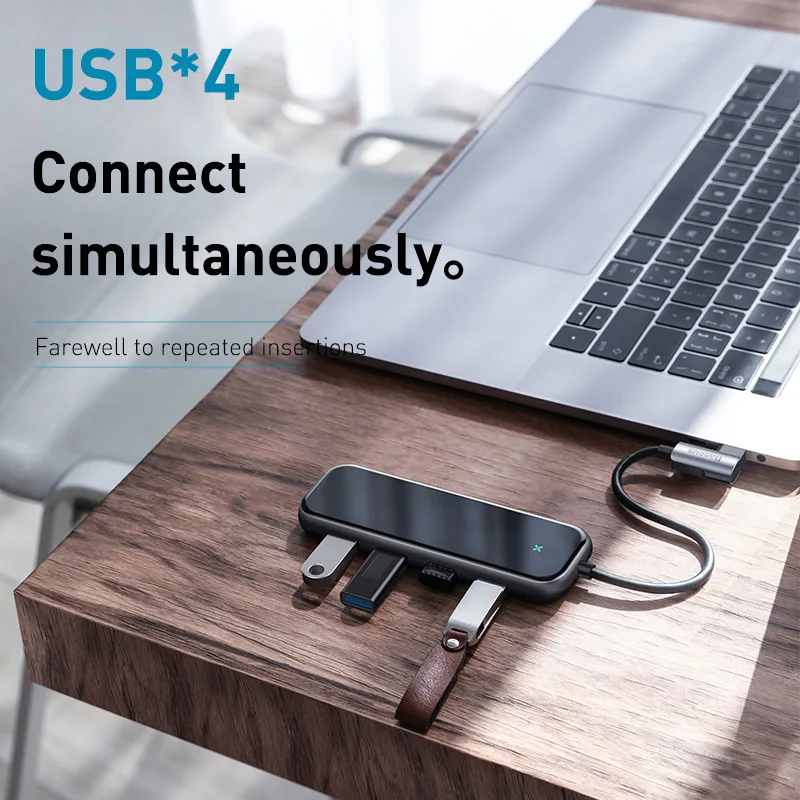 Baseus USB C HUB to 3.0 HDMI RJ45 Adapter for MacBook Pro Air Multi Type with Wireless Charge iWatch USB-C | Компьютеры и офис