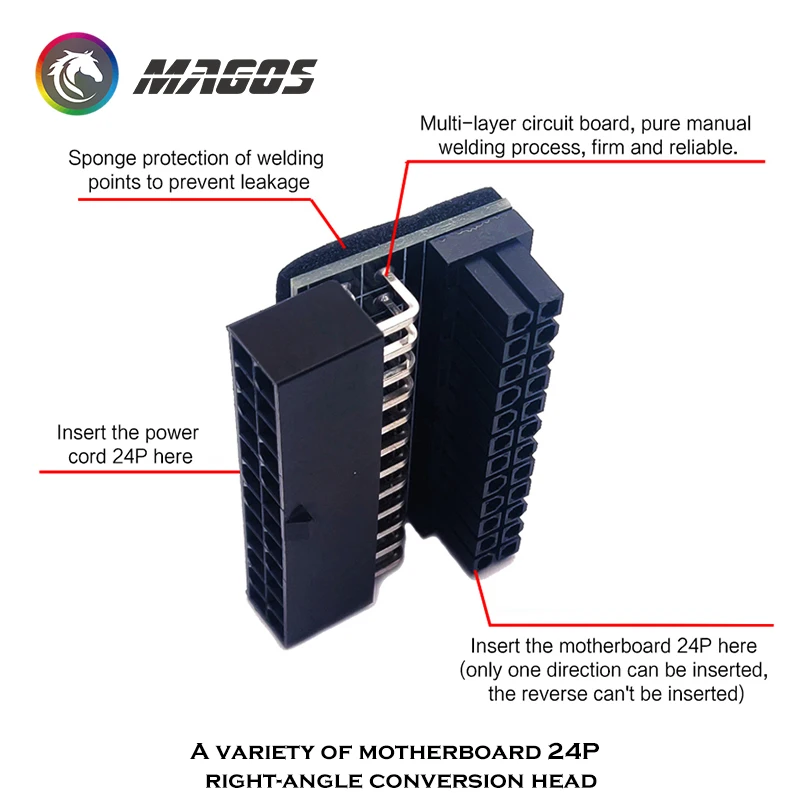 M/B ATX PSU 24 Pin Прямоугольный 90 градусов разъем адаптера 5 В/12 в RGB синхронизация