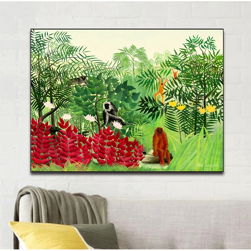 YUMEART Dream by Surrealist Artist Анри холст с принтом картина голые женщины тропический дождь