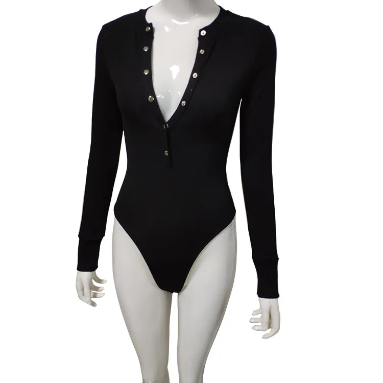 

Sexy Rompers Women Bodysuits Long-sleeve V-neck Top Jumpsuit Spring Autumn Jumpsuits Ro03