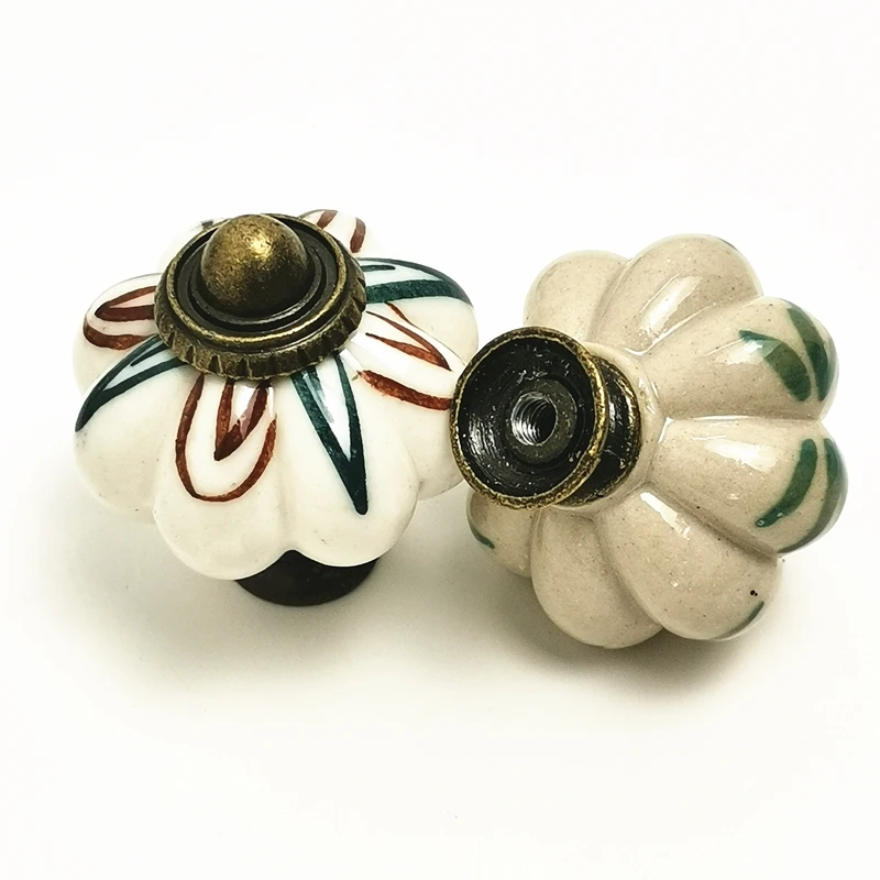 5pcs ceramic pumpkins knobs kitchen cupboard cabinet wardrobe drawer handle dresser door pulls with screw furniture free global shipping