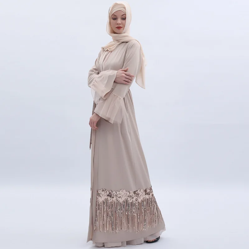 Дубайская женская мусульманская абайя открытый кардиган исламский арабский