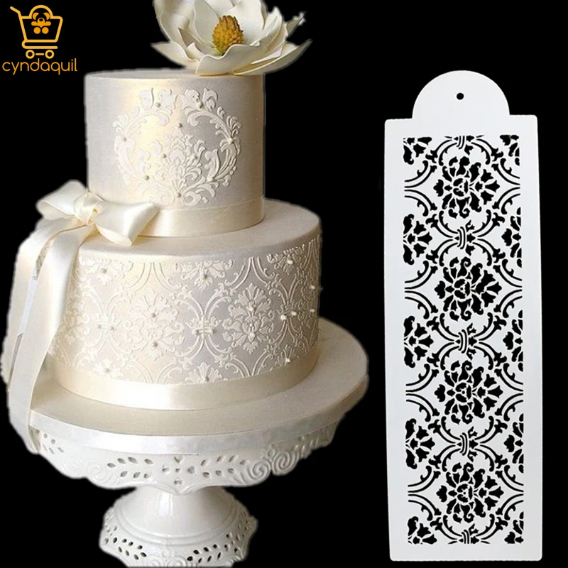

Cake Decorating Tool Damask Lace All for Cake Baking Tools Kitchen Tools Accessories Cake-shaped Silicone Stencils for Cakes Bar