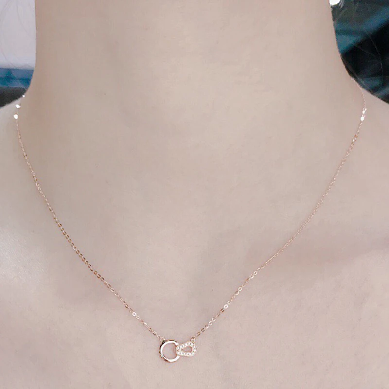 

AINUOSHI 18K Gold 0.025ct Real Diamond Lovely Exquisite Necklace Birthday Valentine's Day Confession Jewelry Gift for Womem 18''