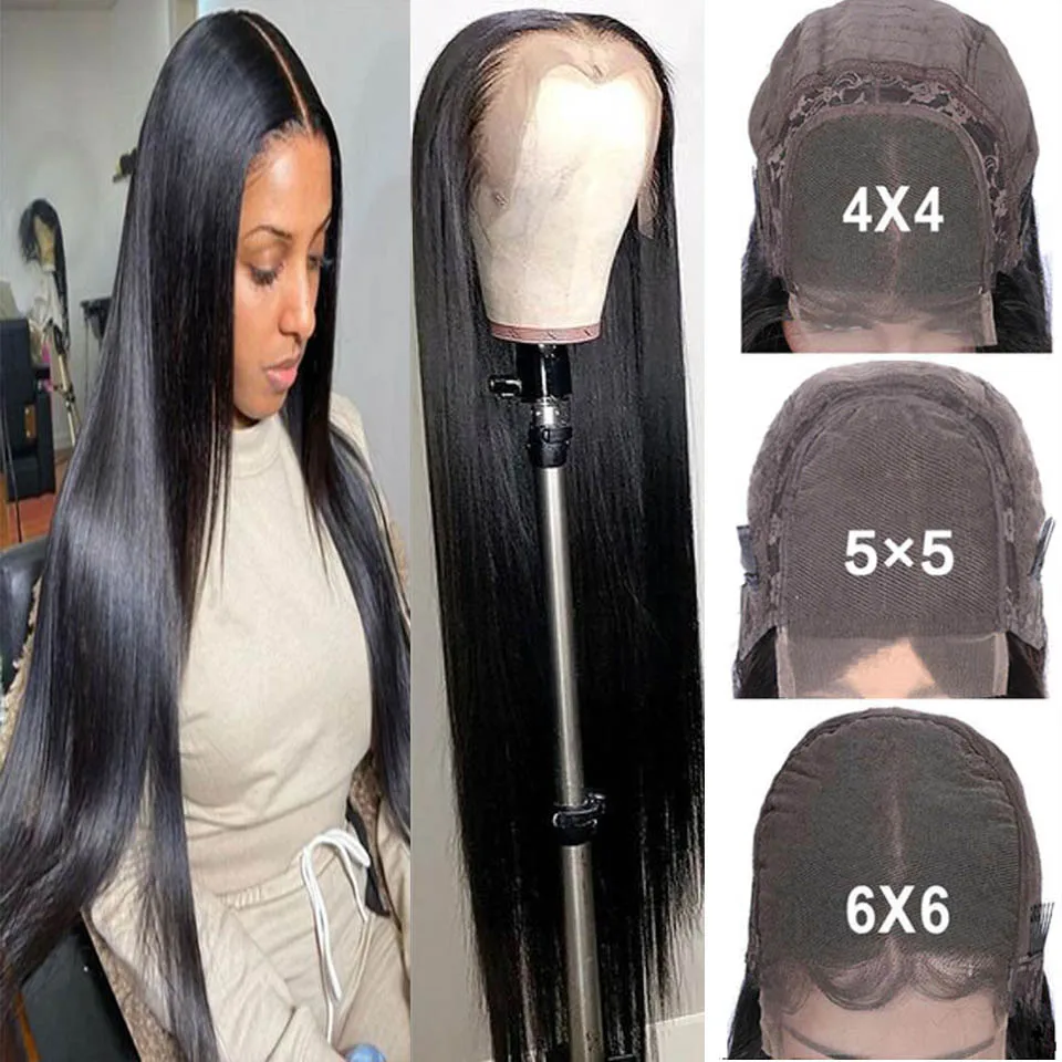 

13x6 HD Lace Frontal Wig Brazilian Hair Closure Wig Bone Straight Lace Front Human Hair Wigs for Black Women 4x4 5x5 Transparent