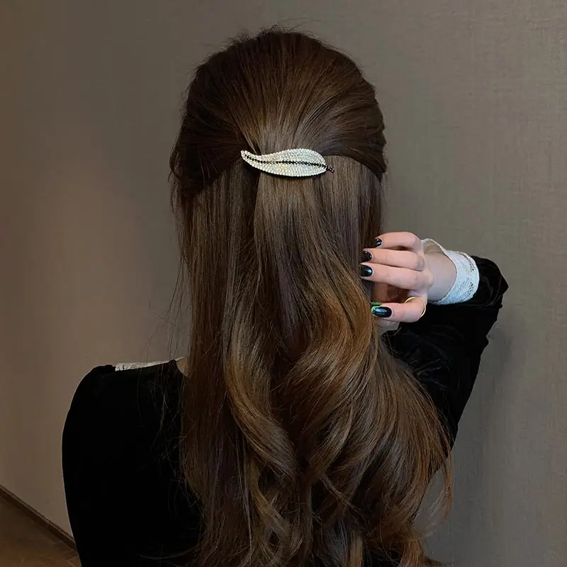 

Mori Style Leaf Hairpin Light Luxury Minority Back Clip Hairware Versitile Fashion Spring Edge Clamp Internet Celebrity Hair