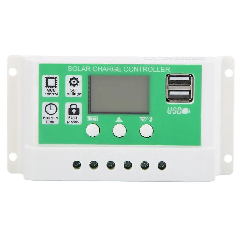 ШИМ 30A/20A/10A двойной USB регулятор солнечной панели контроллер заряда 12/24 в ЖК