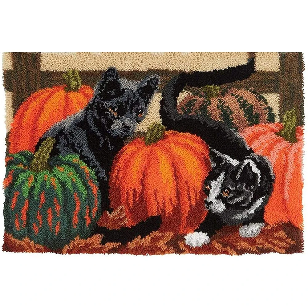 

DIY Latch hook rug kits pumpkin with Pre-Printed Pattern Latch hook for carpet embroidery Foamiran for needlework tapestry