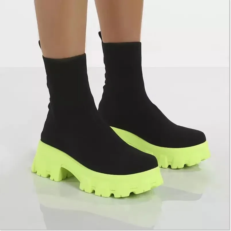 

Round Toe Brand Women's Shoes Winter Boots Lady Boots-Women Fashion 2022 Mid-Calf Large Size Rubber Autumn Rock Mid Calf