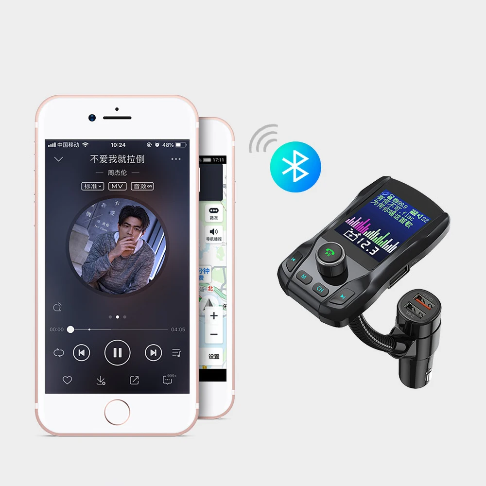 Беспроводной Bluetooth громкой связи Bluetooth гарнитура для 1," Экран 5V 2.1A двойной Порты usb автомобиля Зарядное устройство Bluetooth радио передатчик адаптер FM передатчик