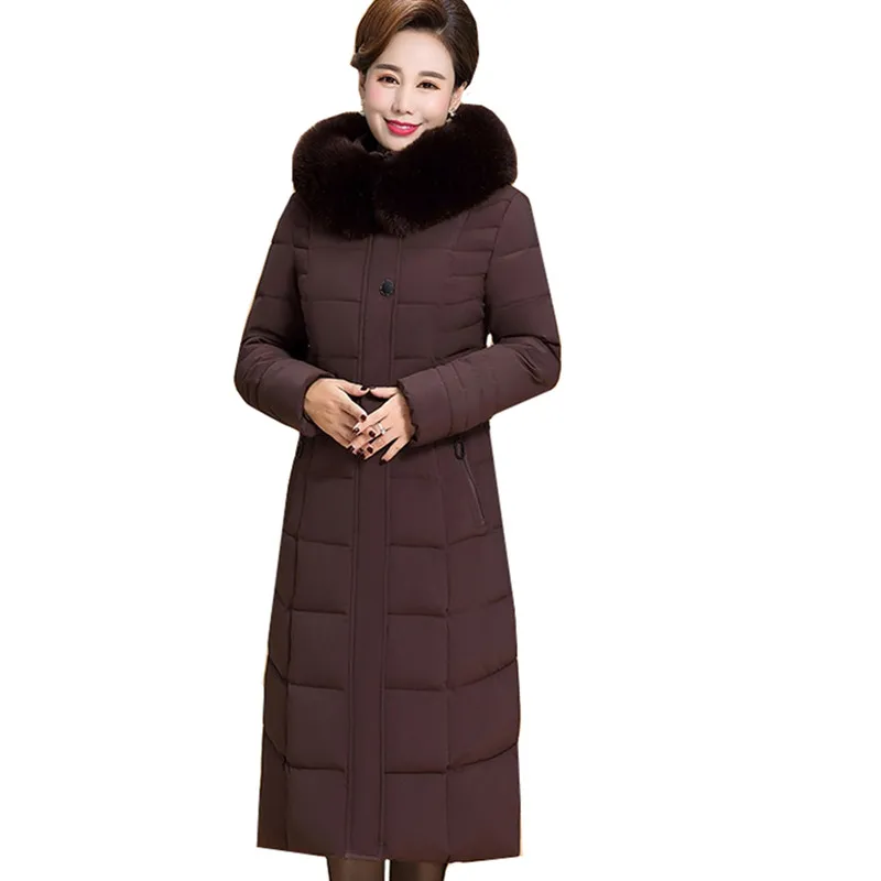 Женская зимняя куртка с капюшоном и меховым воротником размеры до 6XL|Женские