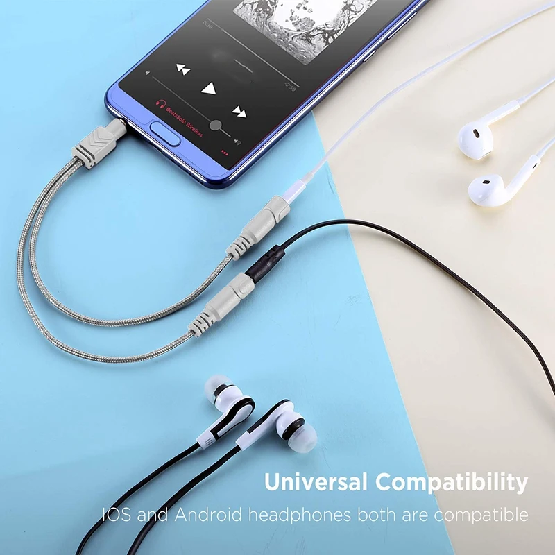 Разветвитель для наушников внешний кабель гарнитуры трикотажный разветвитель 3 5