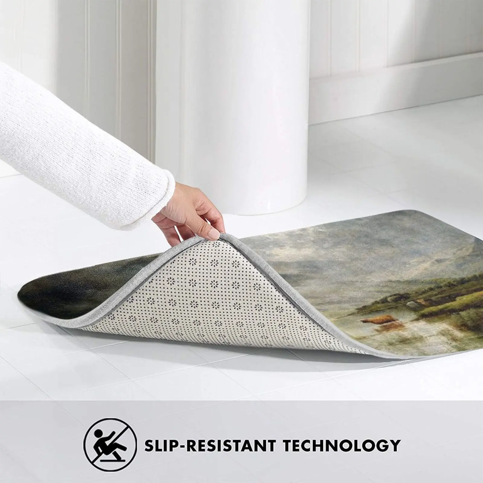 Перед пейзажем с коровом крупного рогатого скота на озере краска масляной основе