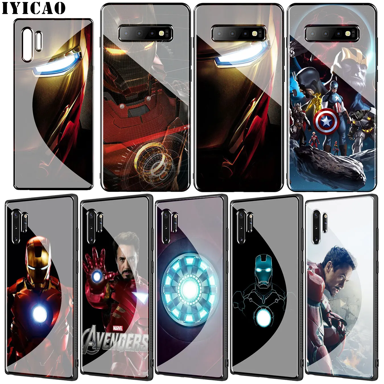 Marvel Iron man Tempered Glass Case for Samsung Galaxy S10 S9 S8 Note 8 9 10 Plus A10 A20 A30 A40 A50 A60 A70 |