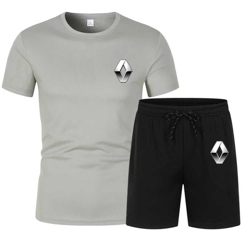 

2021 casual men's suit summer sportswear men's printed short-sleeved T-shirt 2 pieces + shorts suit fashion sportswear men