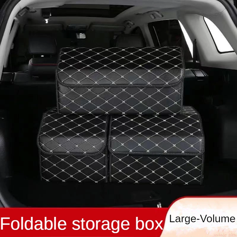 

Car Trunk Organizer Box Large Capacity Auto Multiuse Tools Storage Bag Stowing Tidying Leather Folding For Emergency Storage Box