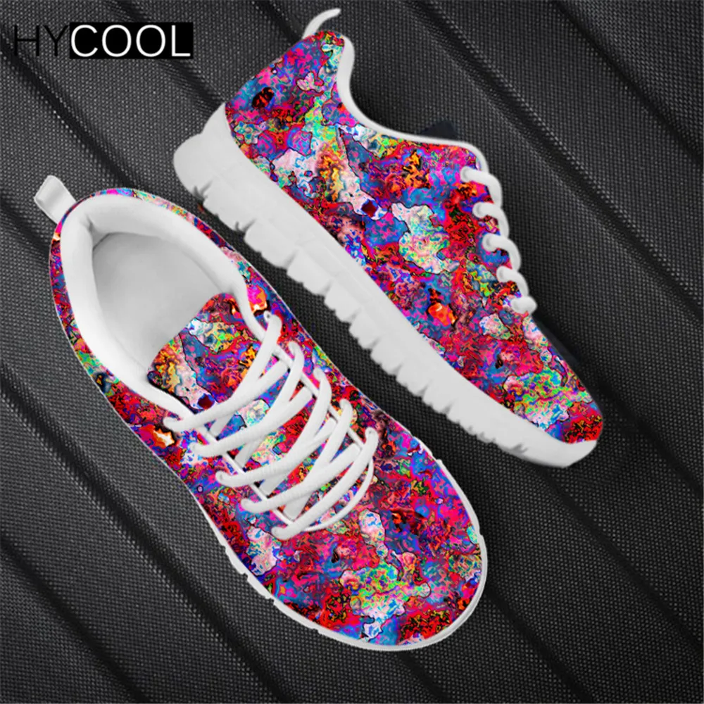 

HYCOOL Summer Mesh Sneakers Trippy Abstract Pattern Printing Women Psychedelic Zapatillas Hombre Comfort Tennis Sports Sneakers