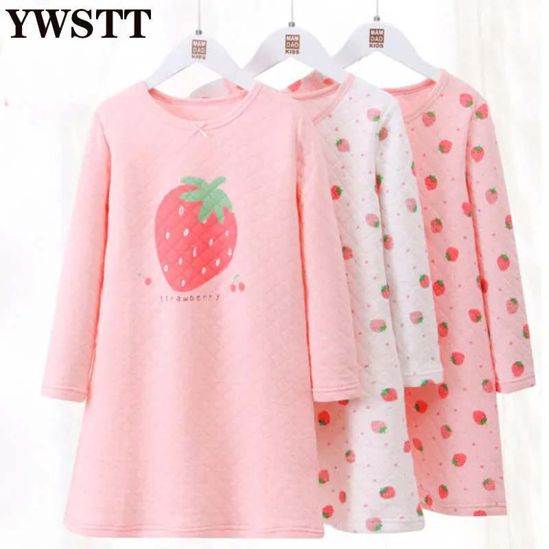

Children Nightdress Fall Winter Cotton Thickened Girl Baby Pajamas Girl Home Service Long-sleeved Sleeping Dress