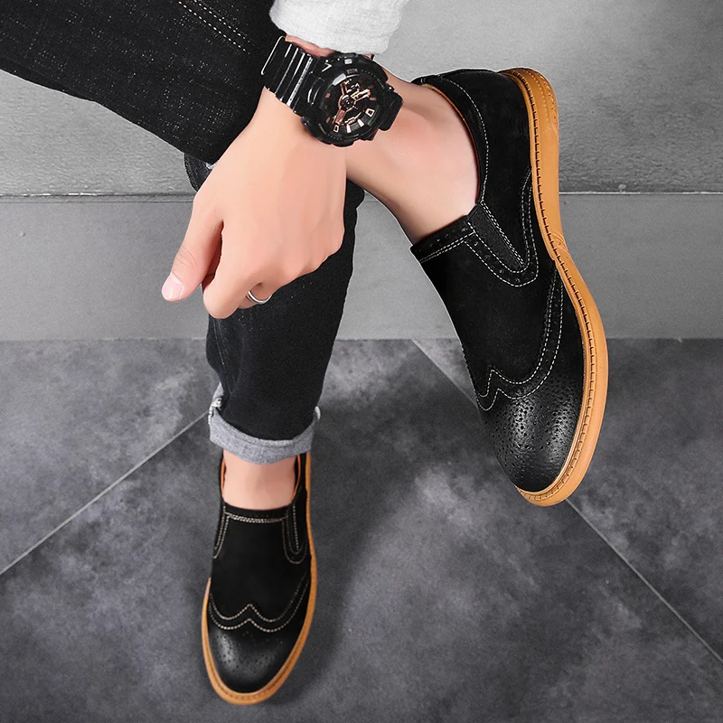 Genuine Leather Men's Casual Shoes Big Size 38-46 Loafer Design Driving Men Flat Footwear Slip On Mens Moccasin | Обувь