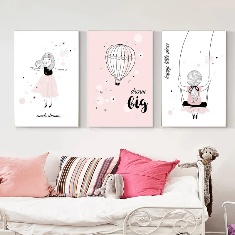 

Nordic Cuadros Wall Art Cartoon Canvas Painting Kids Decoration Posters Print Wall Pictures for Living Room Baby Girl Room Decor