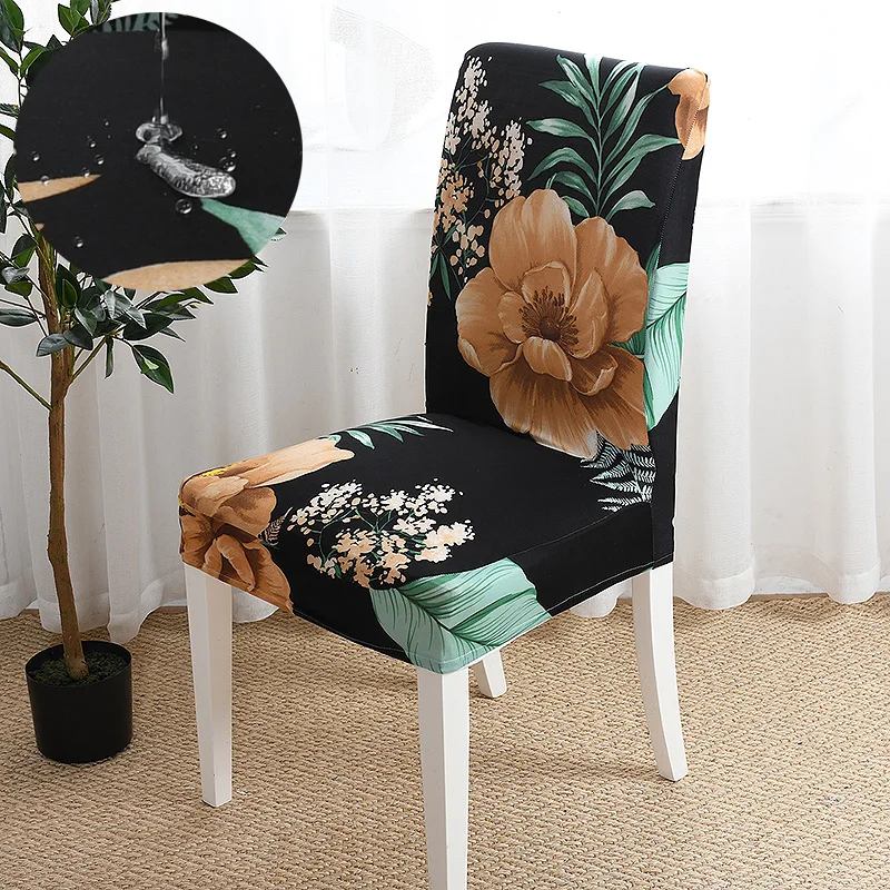 

Waterproof Night flowers Prints Elastic Stretch Chair Cover Universal Size Slipcovers Seat Cover for Dining Room Banquet Hotel